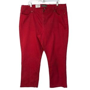 🩷 LRL Lauren Jeans Co. Modern Straight Chino Pants Women Size 22W Red Stretch